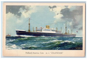 c1920 Holland America Line MV Zaandam Steamer Steamship Vintage Antique Postcard