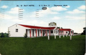 c1950 Al-O-Ray Motel Travel Americana Thompson Michigan VTG Postcard Roadside