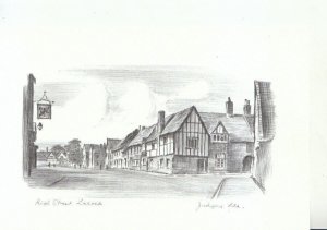 Wiltshire Postcard - Pencil Sketch of High Street - Lacock - Ref 20810A