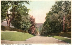 Vintage Postcard 1920's Down The Hill To The Village Lenox Massachusetts MA