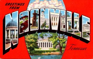 Tennessee Greetings From Nashville Large Letter Linen