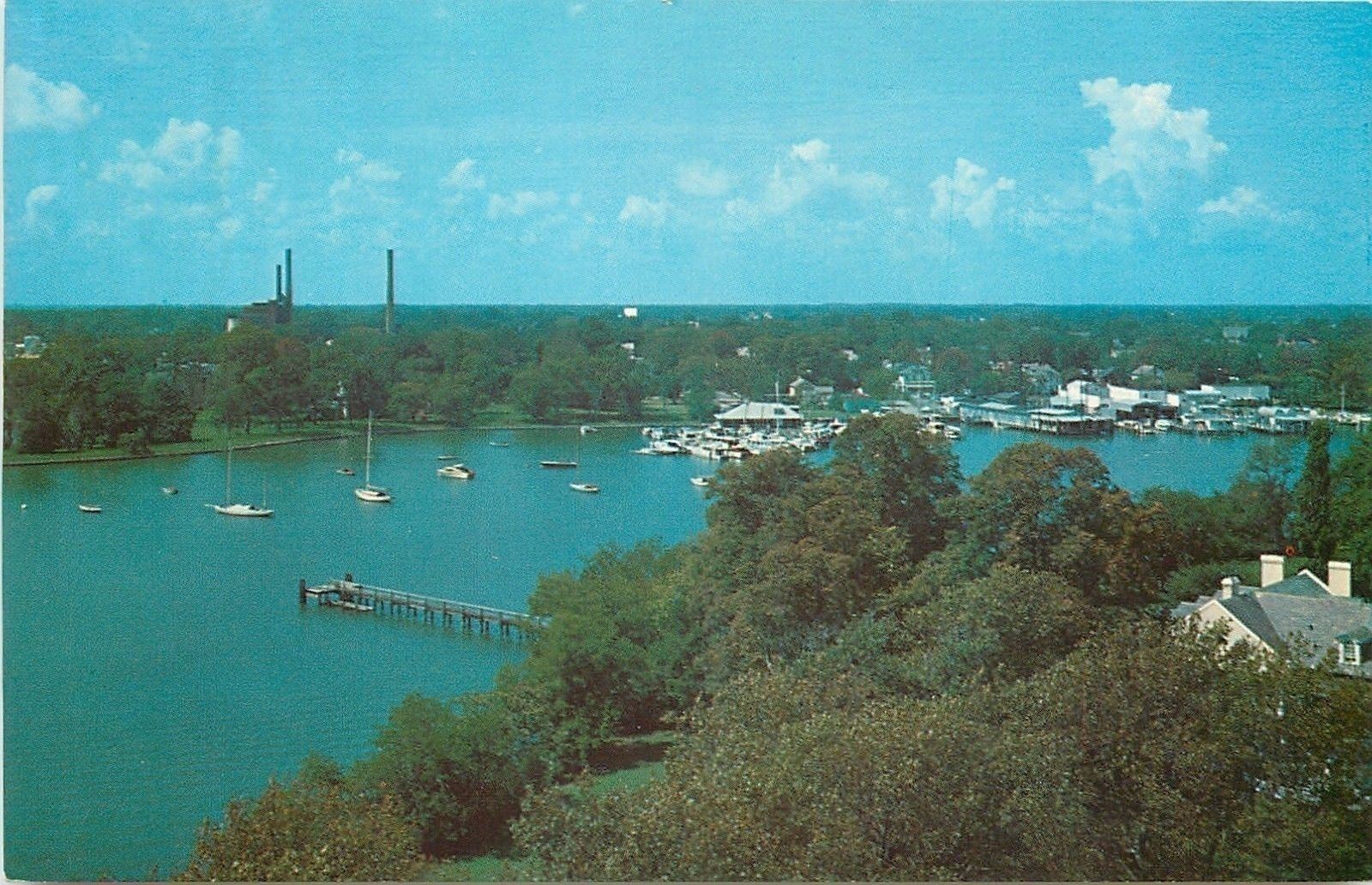 Hampton VirginiaHampton Yacht Club Aerial View1960s Postcard United