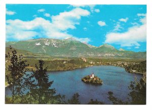 Yugoslavia Slovenia Lake Bled Island Julian Alps 4X6 Foto Hribar Postcard