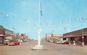 DAWSON CREEK BC Canada STREET SCENE 50's Cars~Stores & Mile 0 Sign *2* Postcards