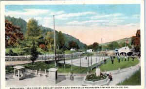 RICHARDSON SPRINGS, CA  View of BATH HOUSE & TENNIS COURT  1919    Postcard