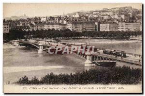 Old Postcard Pont Morand Lyon Quai St Clair Cote Rousse to cross