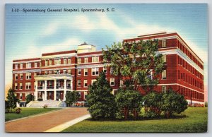Spartanburg South Carolina~General Hospital Front View~Colortone Linen Postcard