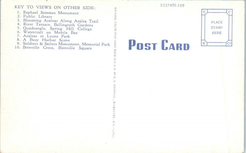 1940s Large Letter Greetings from Mobile Alabama Postcard