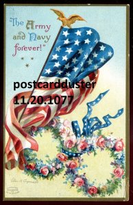 h5228 - Artist- ELLEN CLAPSADDLE Postcard 1910s Embossed Patriotic Flag