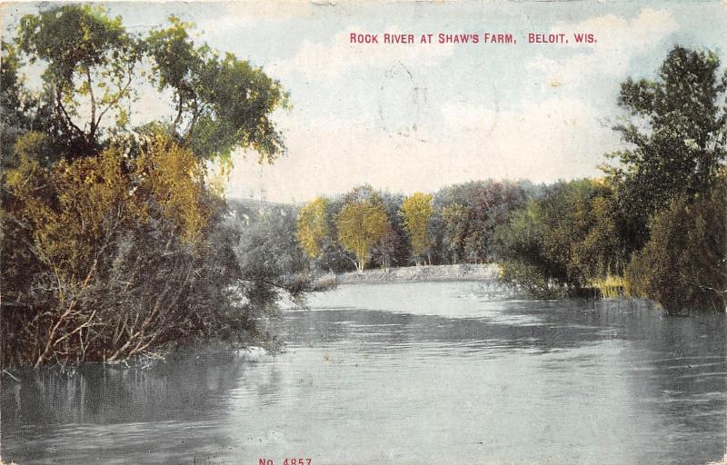 Beloit Wisconsin~Rock River Scene @ Shaw's Farm~Overhaning Trees on Shore~1910