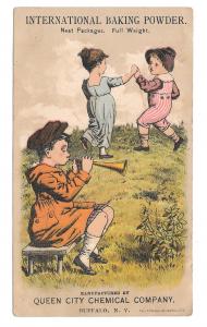 Victorian Trade Card Children Dancing International Baking Powder Buffalo NY