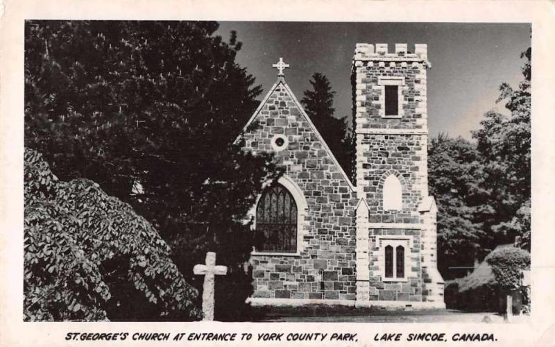 Lake Simcoe Canada St Georges Church Real Photo Antique Postcard J69583