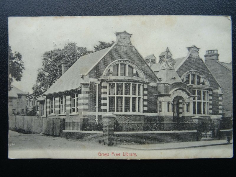 Essex GRAYS FREE LIBRARY c1905 Postcard Wilson & Whitworth (PM) GRAYS DUPLEX F40