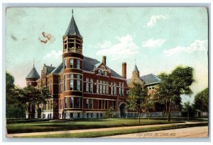 Eau Claire Wisconsin WI Postcard High School Building Exterior Roadside 1908