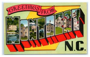 Large Letter Linen MONTREAT, NC North Carolina c1940s Asheville Postcard