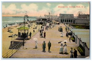 1916 Boardwalk Asbury Park New Jersey NJ, Crowded People Beach Scene  Postcard