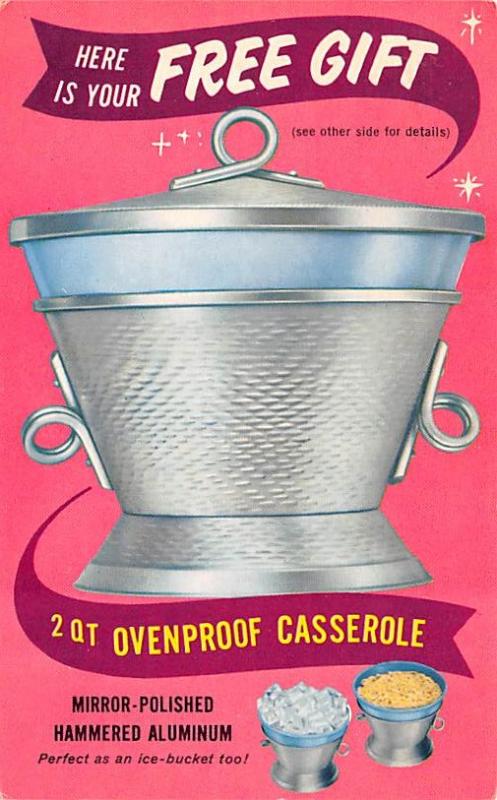 Ovenproof Casserole Advertising 1958 Ink stamp 