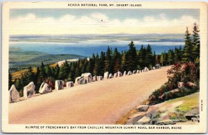 VINTAGE POSTCARD VIEW OF FRENCHMAN'S BAY FROM CADILLAC MOUNTAIN BAR HARBOR MAINE