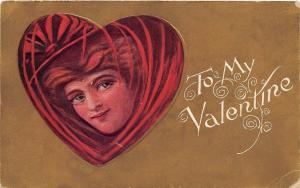 A7 VALENTINE'S DAY Love Holiday Postcard '10 LATHAM Illinois Art Nouveau Lady3