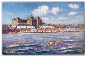 c1910 Bathrooms Ramirez Beach Montevideo Uruguay RMSP Oilette Tuck Art Postcard