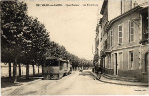 CPA AK NEUVILLE-sur-SAONE Quai Pasteur TRAM VAPEUR (977566)