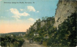 Postcard Illinois Savanna driveway along bluffs Cromer 23-10745