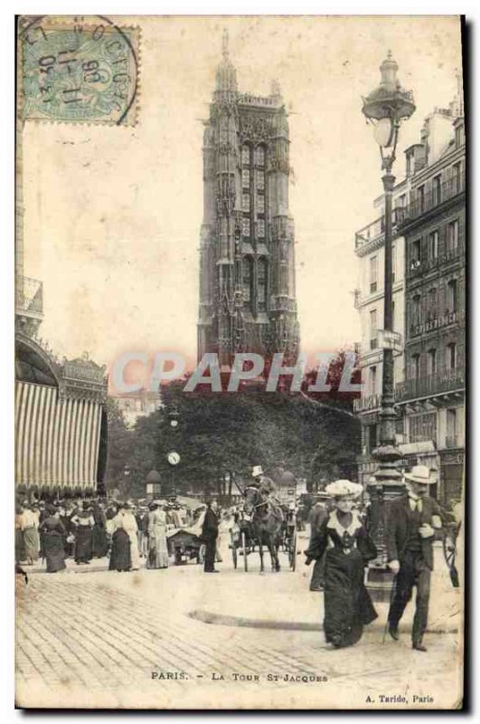 Postcard Old Paris St Jacques Tower