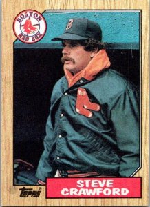 1987 Topps Baseball Card Steve Crawford Boston Red Sox sk3206