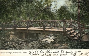 Vintage Postcard 1907 Rustic Bridge Fairmount Park Philadelphia Pennsylvania PA