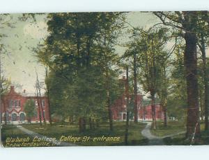 Divided-Back ENTRANCE TO WABASH COLLEGE Crawfordsville Indiana IN L9662