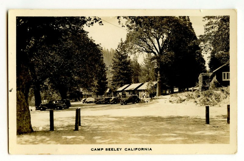 Camp Seeley California Vintage Real Photo Postcard Standard View Card Old Cars