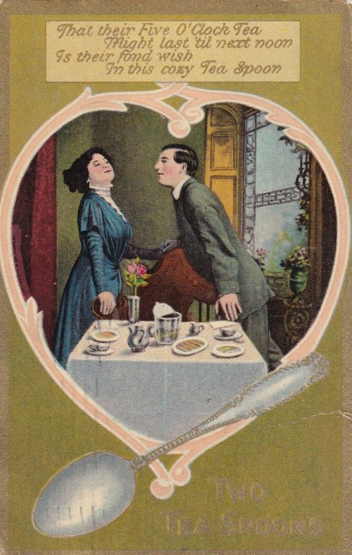 Romantic Couple, Poem, Two Tea Spoons, PU-1909