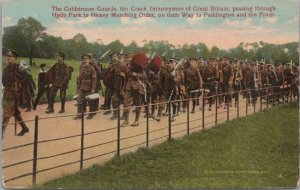 British Military Coldstream Guards Passing Hyde Park On Way Paddington + Front