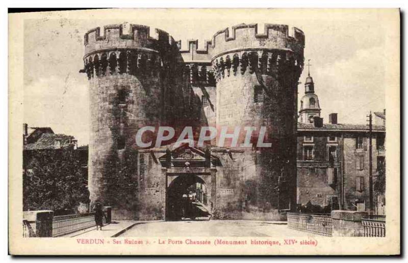 Old Postcard Verdun Its Ruins Gate Chaussee