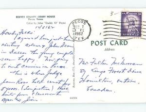 Pre-1980 REEVES COUNTY COURTHOUSE Pecos Texas TX d2863