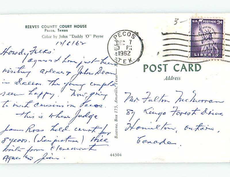 Pre-1980 REEVES COUNTY COURTHOUSE Pecos Texas TX d2863