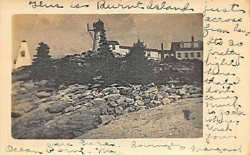 Southport ME Burnt Island Lighthouse Real Photo Postcard