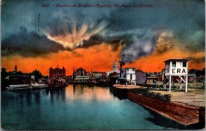 Postcard Sunrise on Stockton Channel in Stockton, California