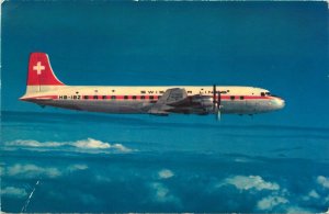 Swiss Air Douglas DC-6B  Vintage Postcard