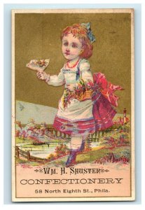 1870's W.H Shuster's Confectionery & Dining Saloon Candy Maker Cute Girl P166