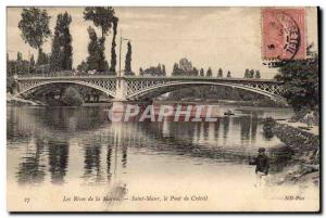 Old Postcard The banks beyond the bridge Marne Saint Maur Creteil