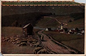 Cattle People City and Fields are Asleep German Postcard PC35