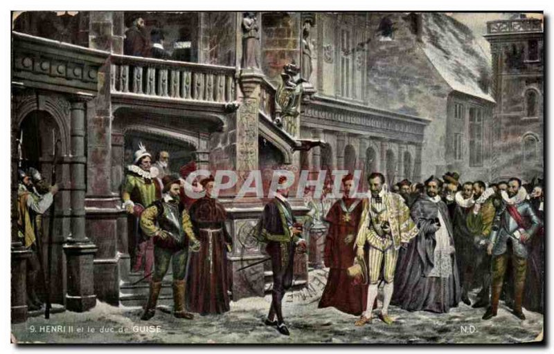 Old Postcard Henry III and the Duke of Guise