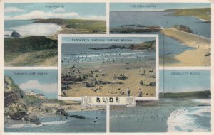 England souvenir of Bude leporello fold out multi view novelty postcard