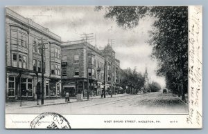 HAZLETON PA WEST BROAD STREET 1906 ANTIQUE POSTCARD