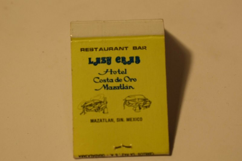 Lazy Crab Hotel Costa de Oro Mazatlan Mexico 20 Strike Matchbook Cover