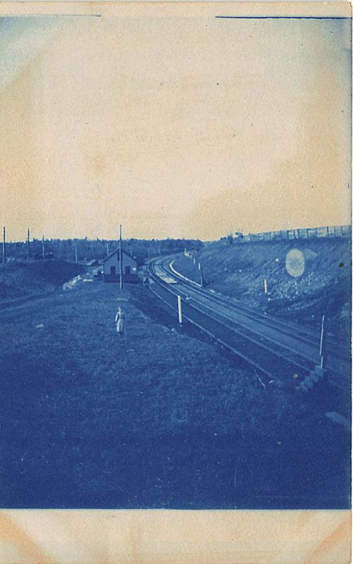 Pittsfield ME Railroad Station Train Depot Cyanotype Type RPPC Postcard