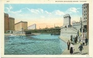NEW MICHIGAN BLVD BRIDGE Chicago 1920 POSTCARD