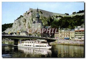 Modern Postcard Dinant on the Meuse Bridge Boat Bayard Citadel Collegiate