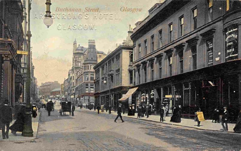 Buchanan Street Glasgow Scotland UK 1910c Embossed Hotel Name postcard